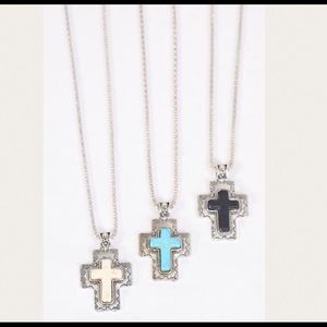 SILVER CROSSES w/ VARIOUS COLOR STONES
